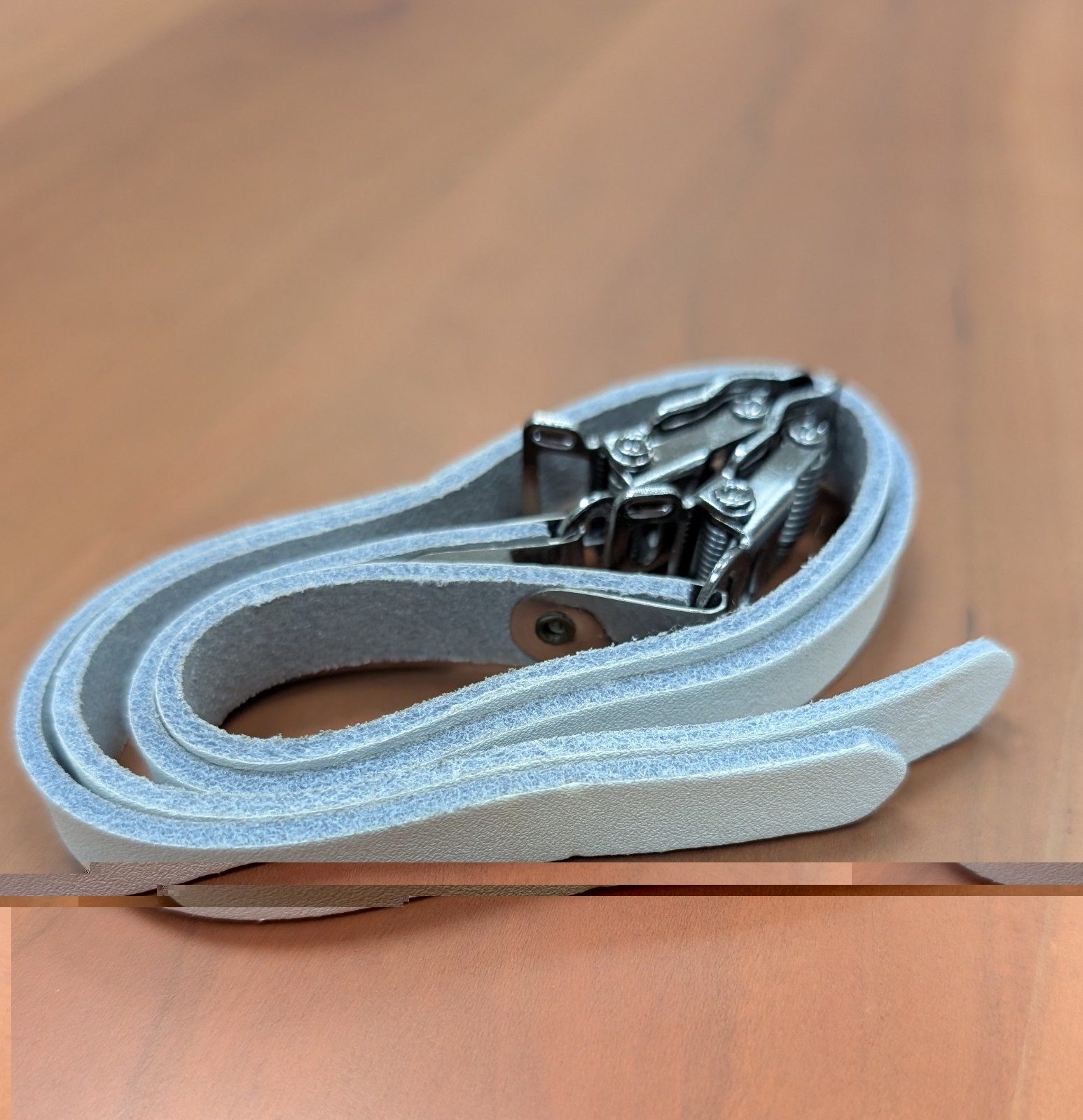 MURPHY WHITE LEATHER TOE CLIP STRAPS & CHROME STEEL BUCKLES – SHIPS FREE USA