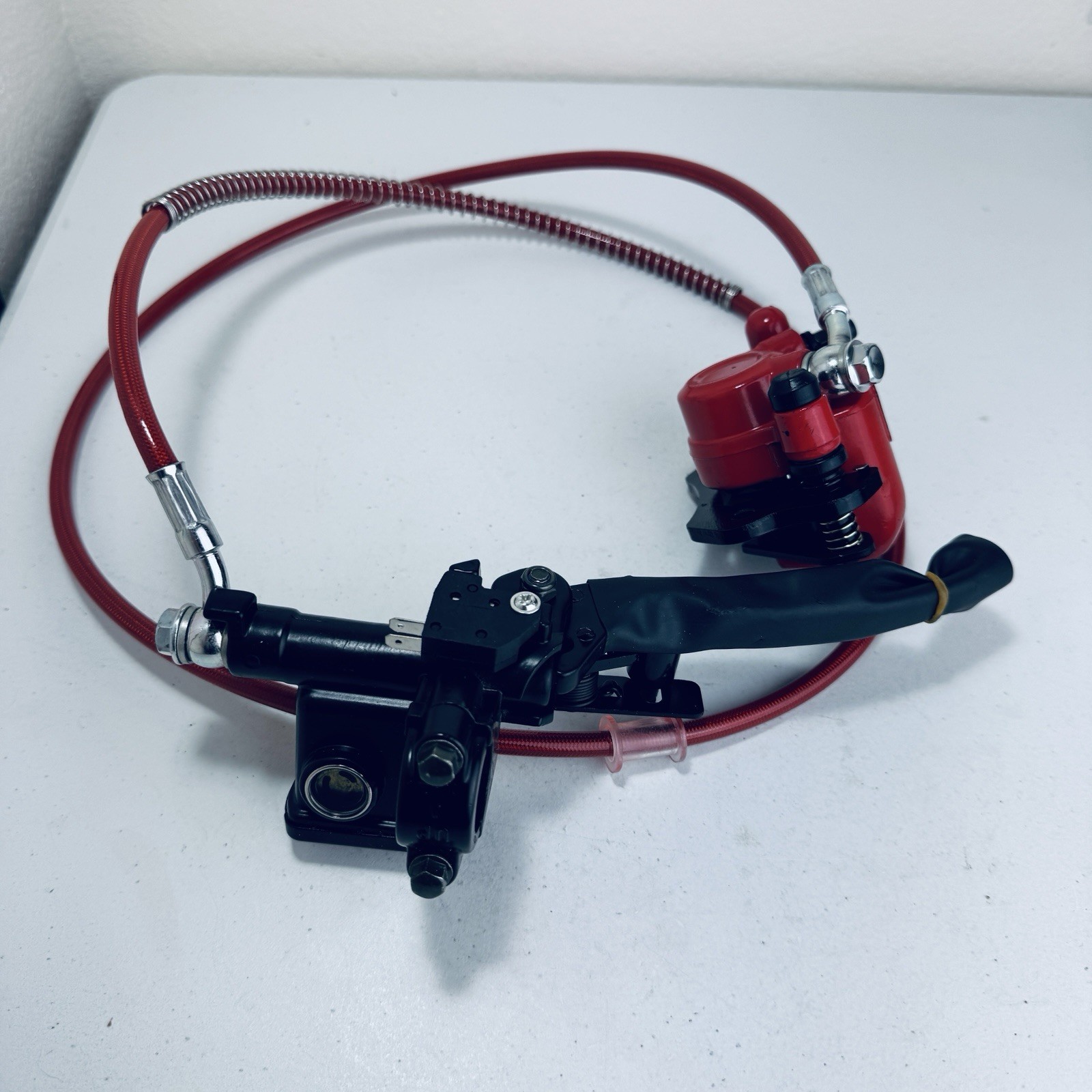Rear Left Hand Brake Master Cylinder Caliper Assembly for 50cc 70cc 90cc red