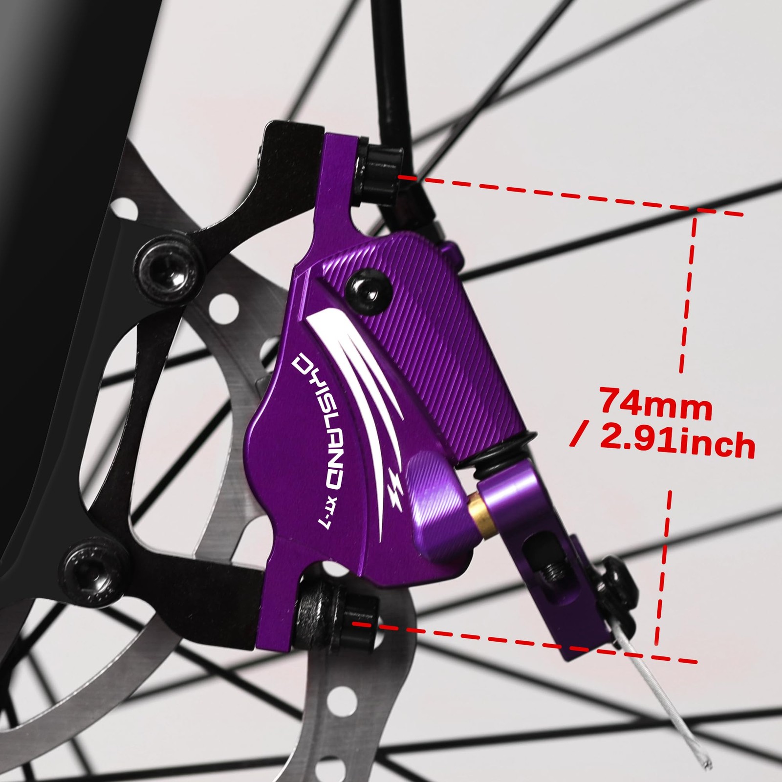 DYISLAND XT-7 E-Bike Hydraulic Disc Hole distance 74mm, Purple-Brake Calipers