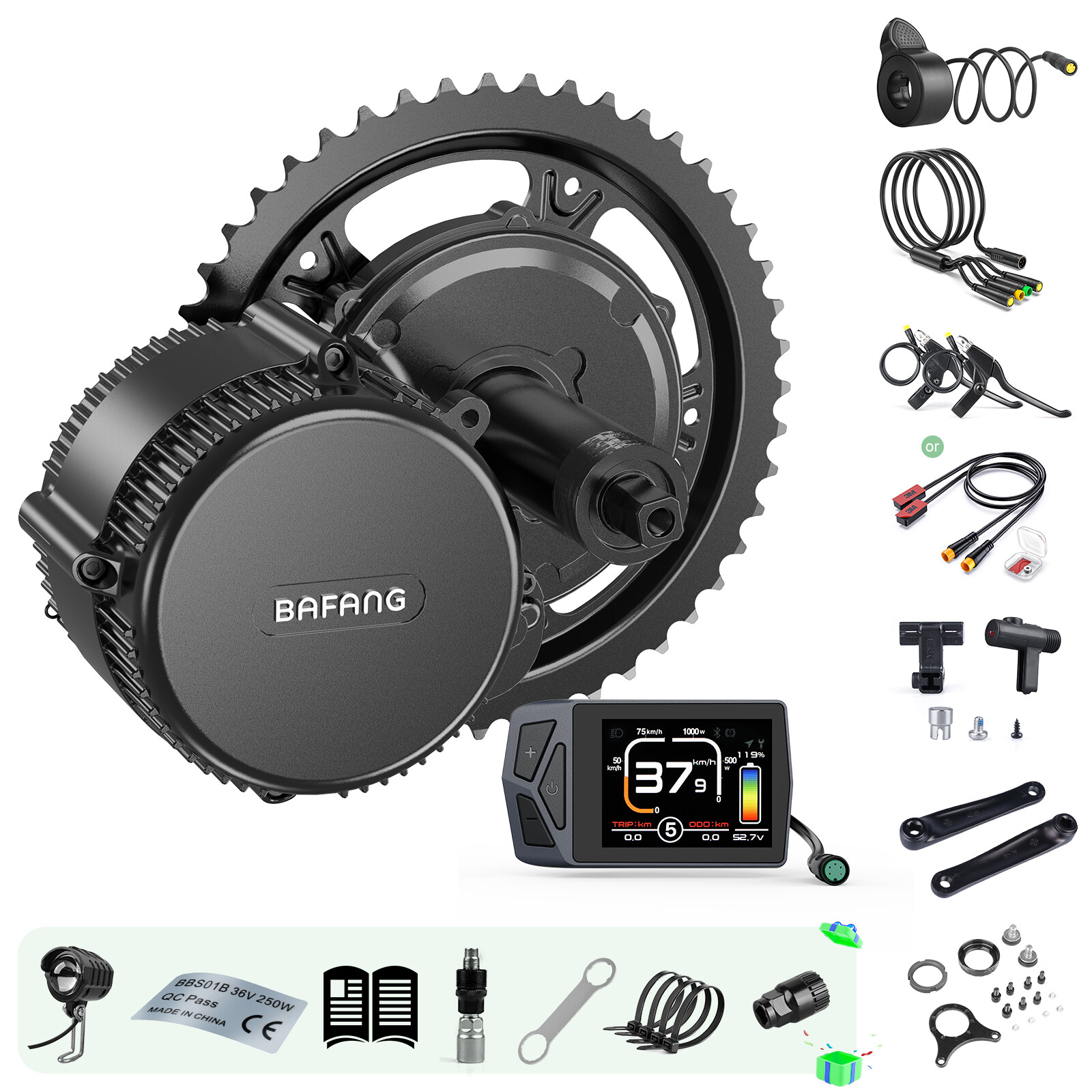 48V1000W 68mm Bafang EKD01 Mid Drive Motor Ebike Drive Conversion Kits US STOCK