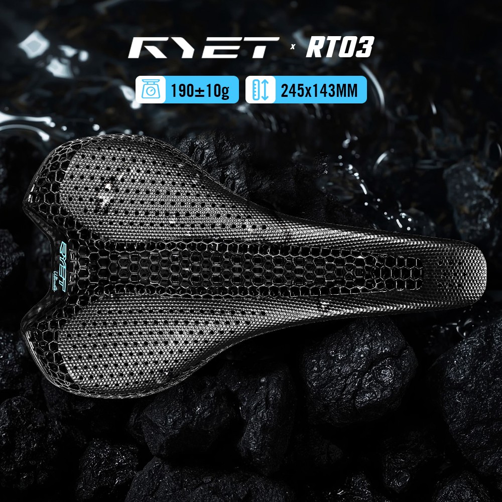 3D Printed Bike Road MTB Saddle Ultralight Full Carbon Fiber Rails Hollow Relief