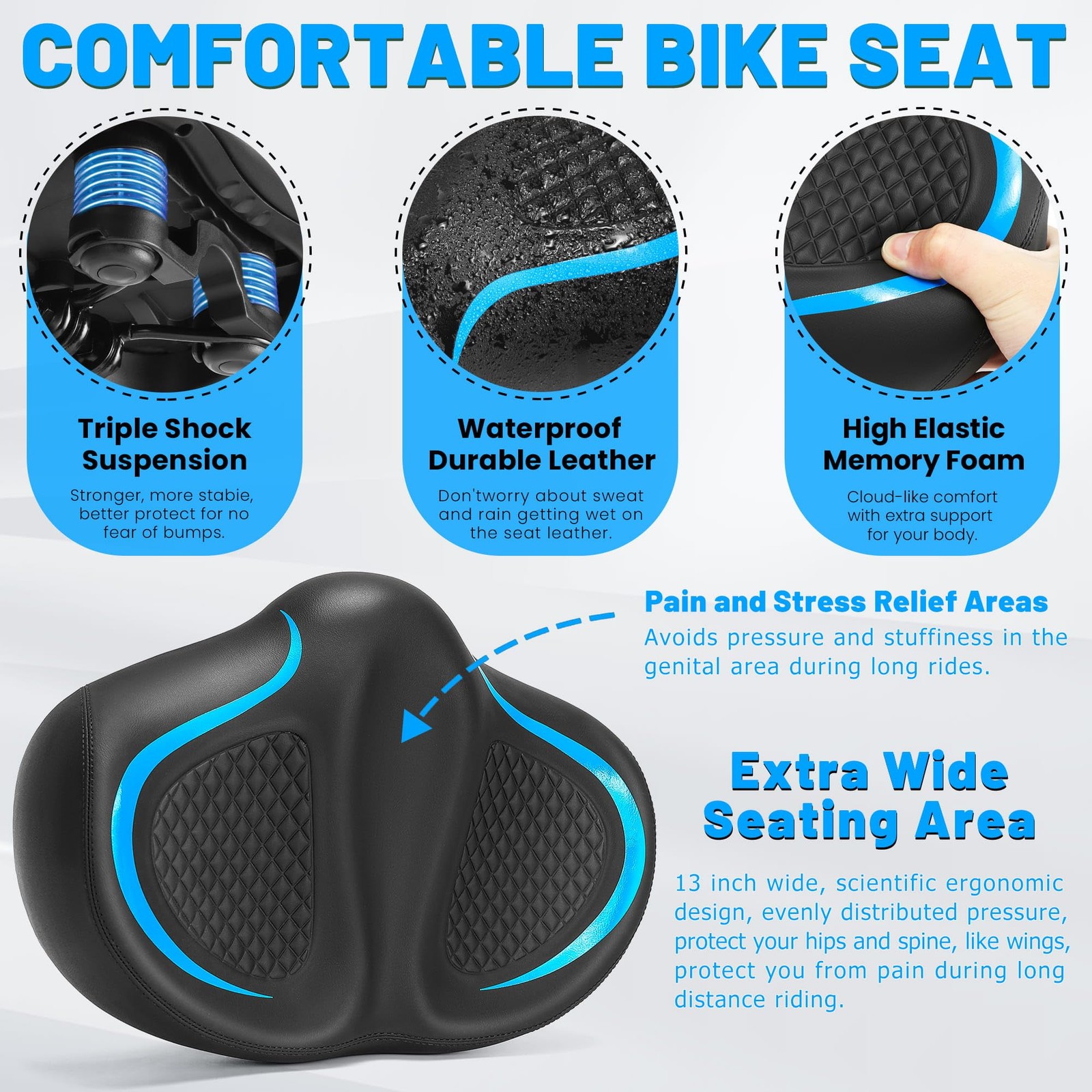 CDYWD New Noseless Bike Seat for Men Women Comfort, Extra Wide Soft Padded Bi…