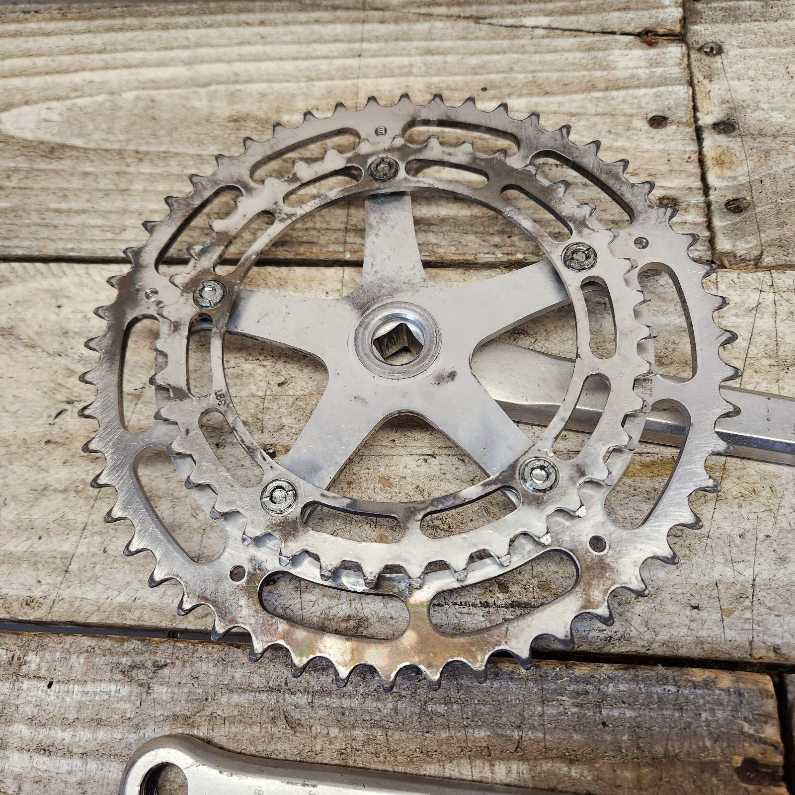 1974 Schwinn Le Tour Crank Set 2x 170mm 52/39 Square Taper JAPAN
