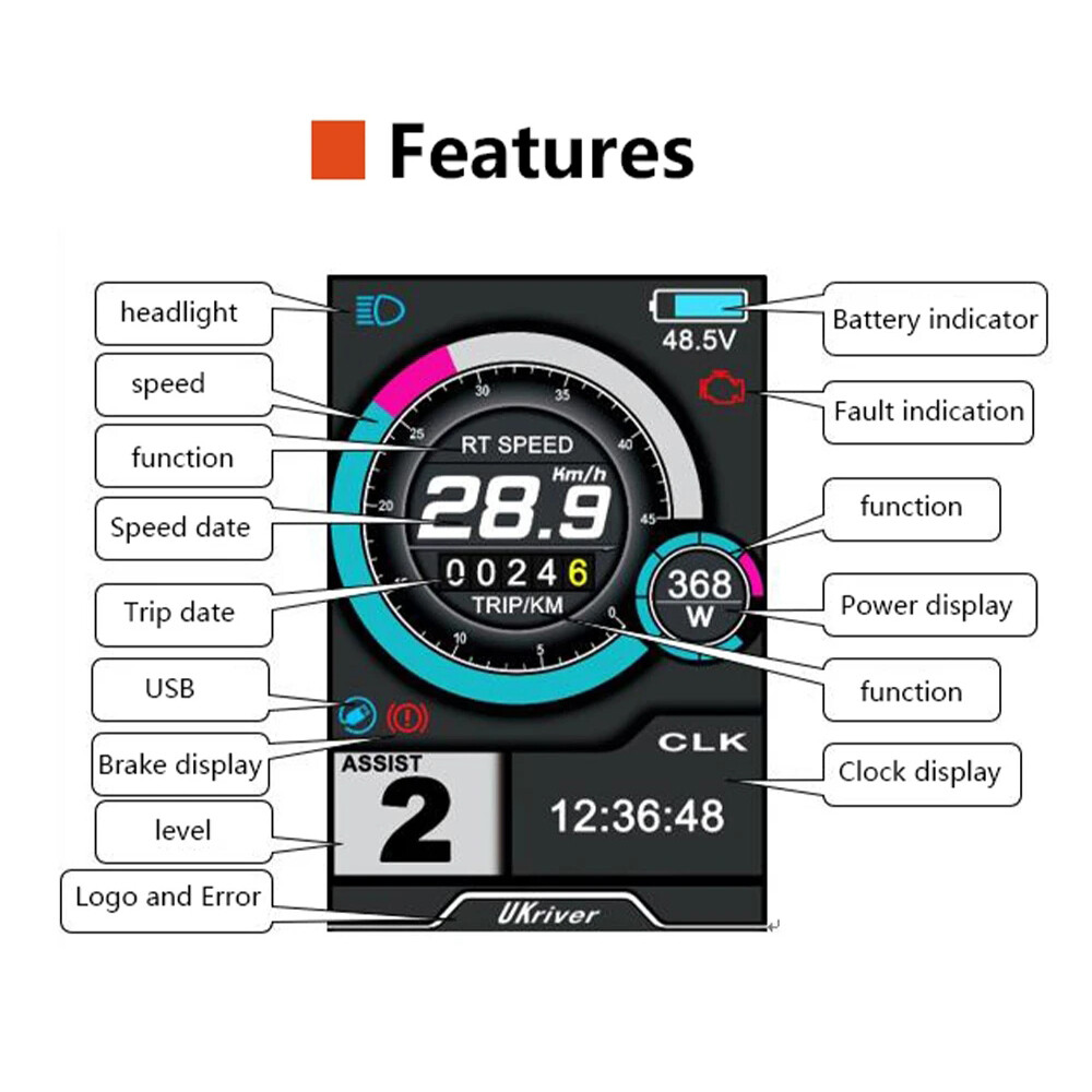 E-bike 36V/48V/ 52V 45A 2000W Controller +UKC1 LCD Display Electric Bicycle