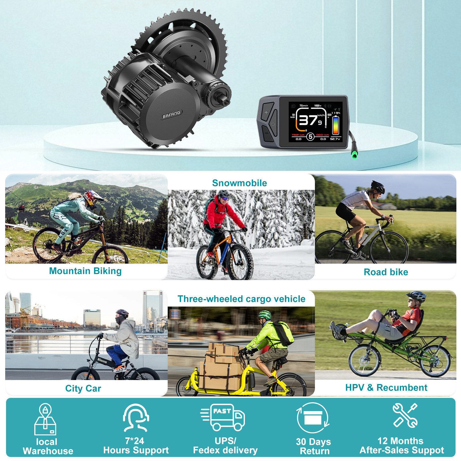 Bafang 52V1000W Electric Bicycle Conversion Kits BBSHD Mid Motor Kit 68-73mm US