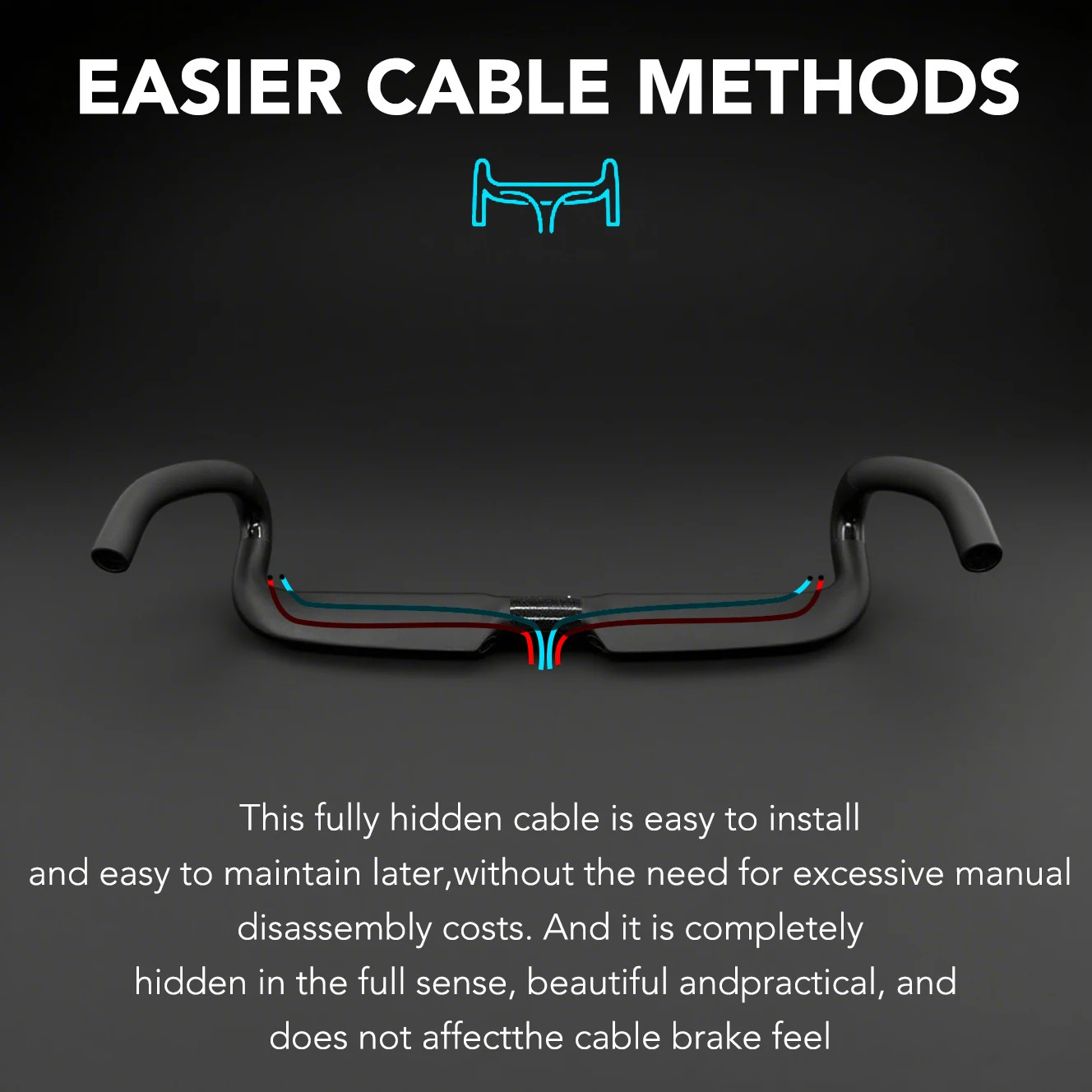 Carbon Aero Gravel Bike Handlebar Full Internal Cable 31.8mm Drop Bar