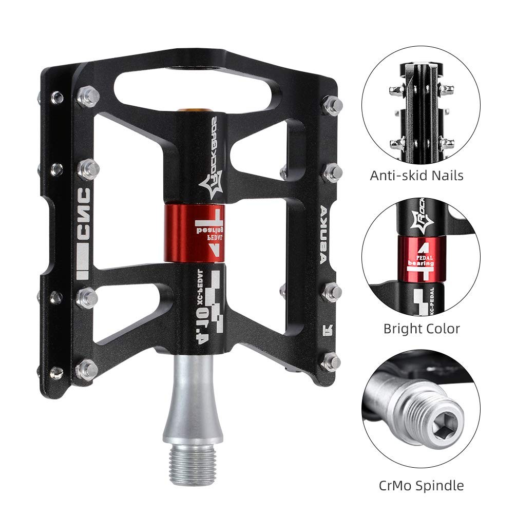 4 Bearings Mountain Bike Pedals MTB Padals Platform Flat Bike Pedals Aluminum…