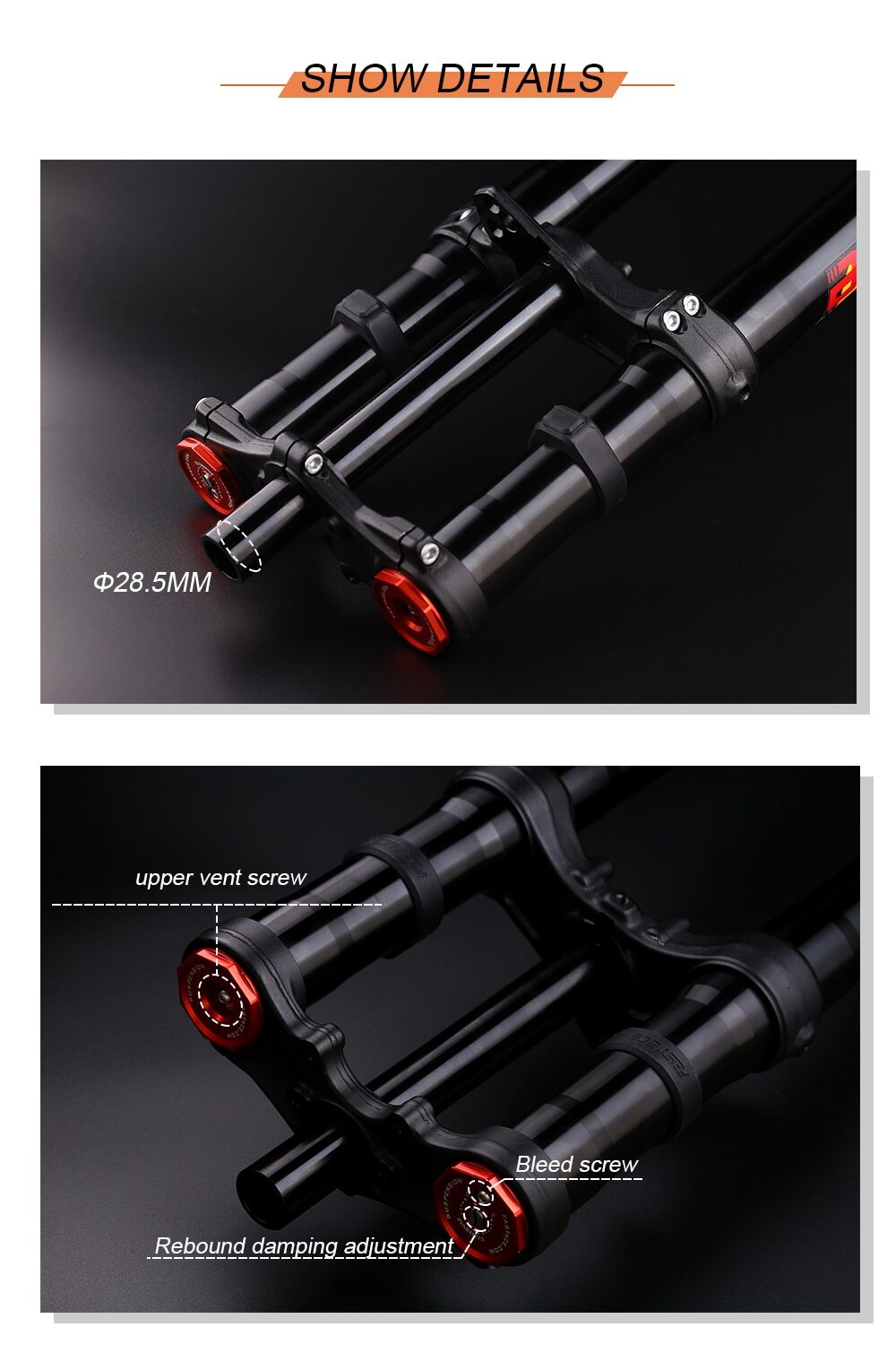 MTB Bicycle Inverted Oil Air Suspension Fork 26/27.5/29Inch E-bike DH Front Fork