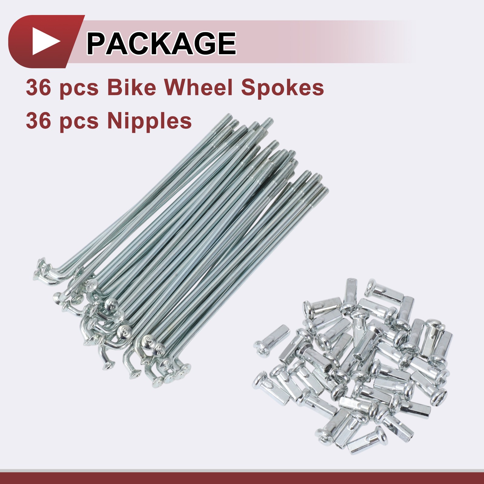 36 Bike Spokes 12G 89mm Steel 45 Galvanized Silver Tone