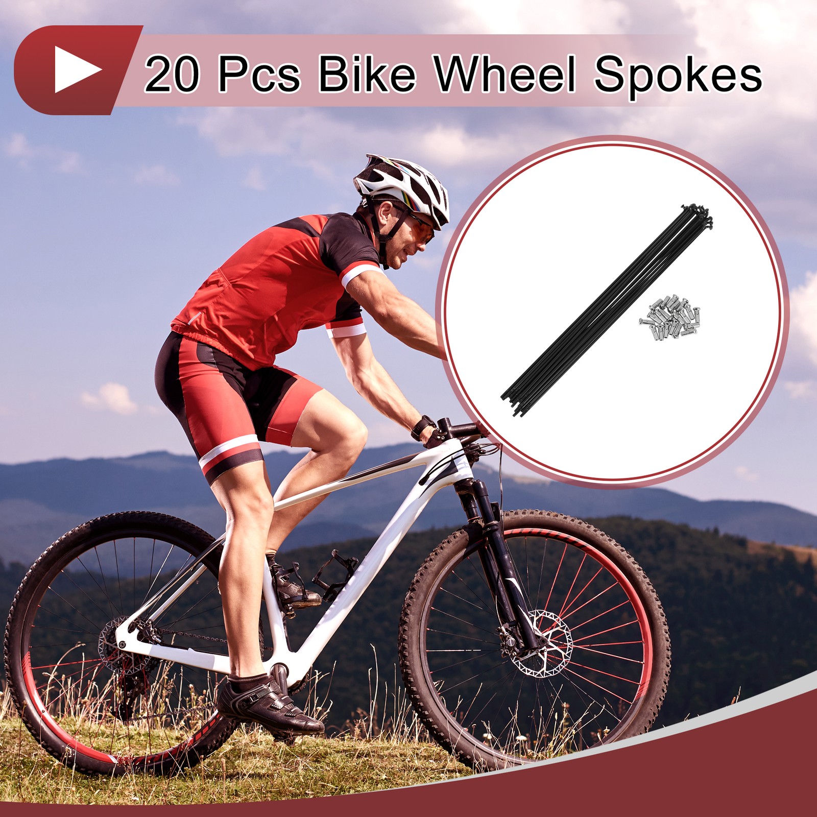 20 Set 13G Bicycle Spokes 231mm Bike Wheel Spokes 304 Stainless Steel Black