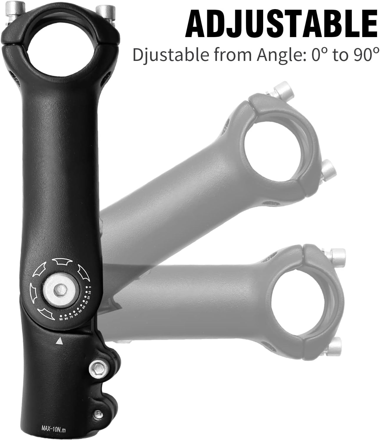 28.6Mm X 31.8Mm Adjustable Bicycle Handlebar Stem, 90Mm/110Mm, 0-90 Degree Rise,