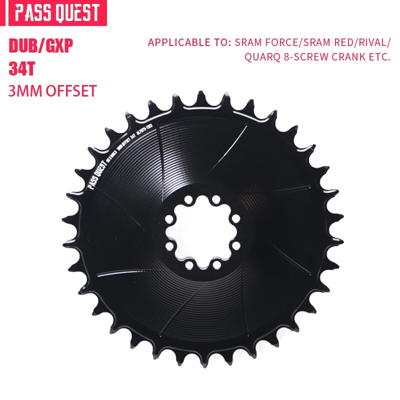 PASS QUEST Direct Mount Chainring 3MM OFFSET For 8-bolt Crank 28-38T