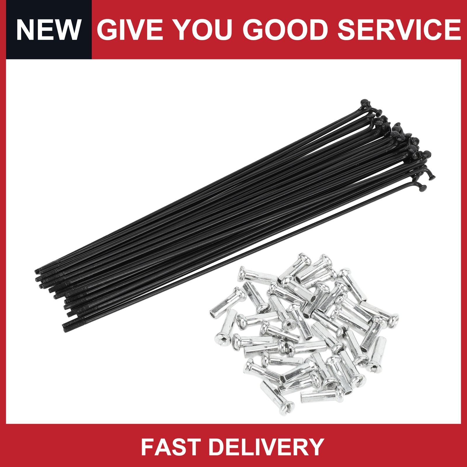 1 Set 14G 225mm Length Bicycle Spokes Nipple Carbon Steel Black Universal New