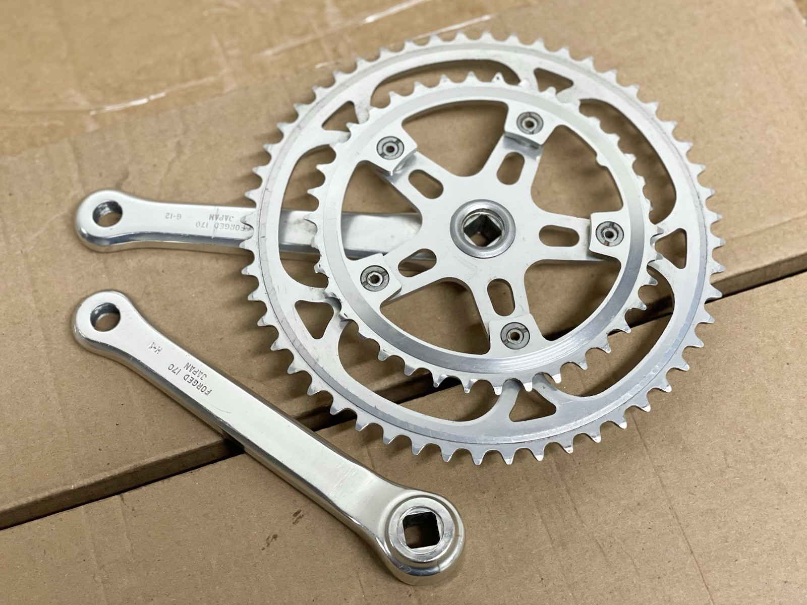 Vintage Sugino Super Maxy Crank Set 171mm Double Road Tour 52/38 Japan
