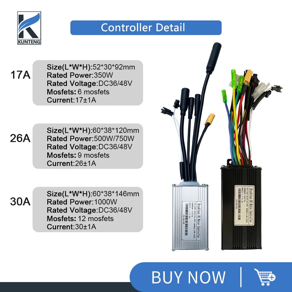 36V 48V 3 Model Sine Wave Controller 17A 26A 30A Display SM / WP Plug for E-bike