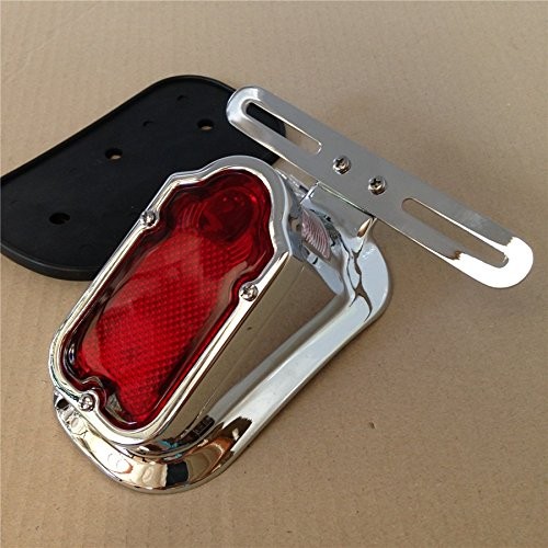 XKMT-Chromed Heavy Metal Aluminum Tombstone Brake Tail Light Metal Light Red