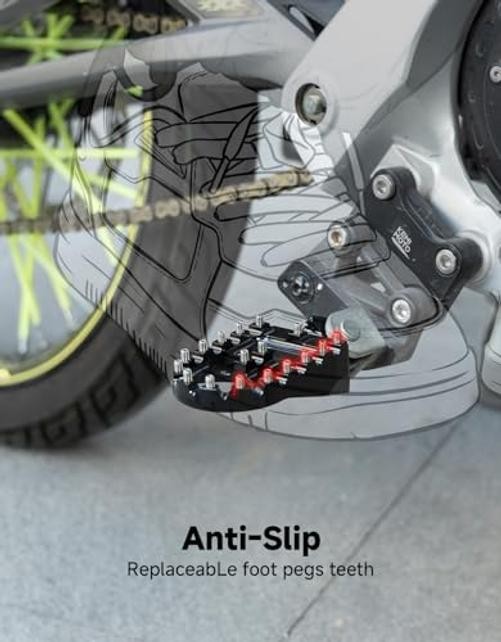 Dirt Bike Foot Pegs, Adjustable Level CNC Aluminum Footpegs Compatible with