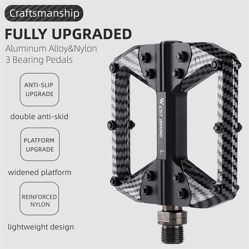 Aluminum Nylon Bicycle Pedals 3 Bearing Carbon Fiber Coating MTB Bike Pedals