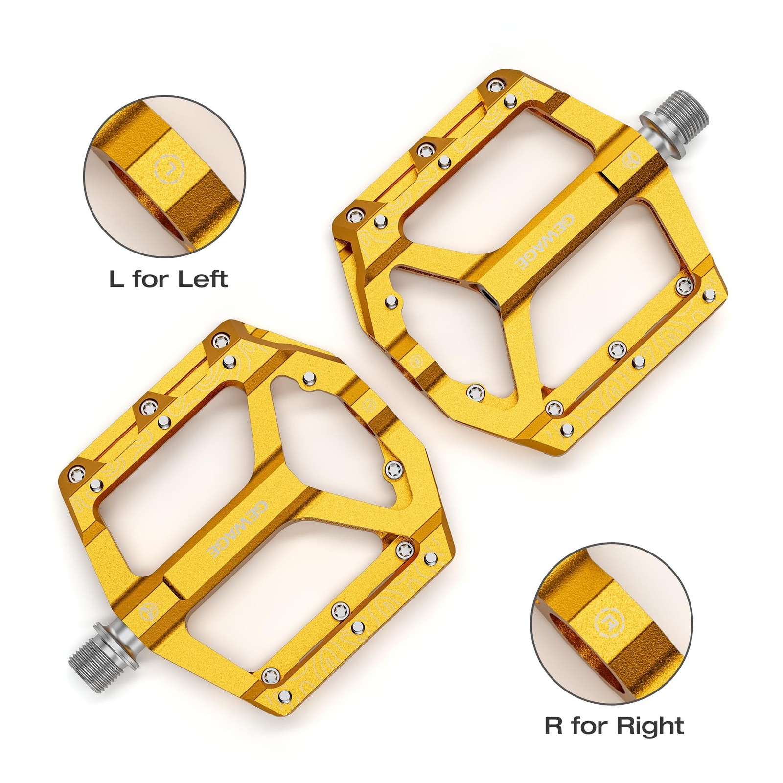 Road/Mountain Bike Pedals -Non-Slip Bicycle Flat Pedals Aluminum 9/16″ – 3 Se…