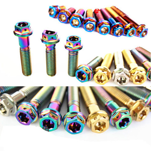 4pcs M8 *15/20/25/30/35/40/45/50mm Titanium Flange Bolts Screws Drilled Hexagon