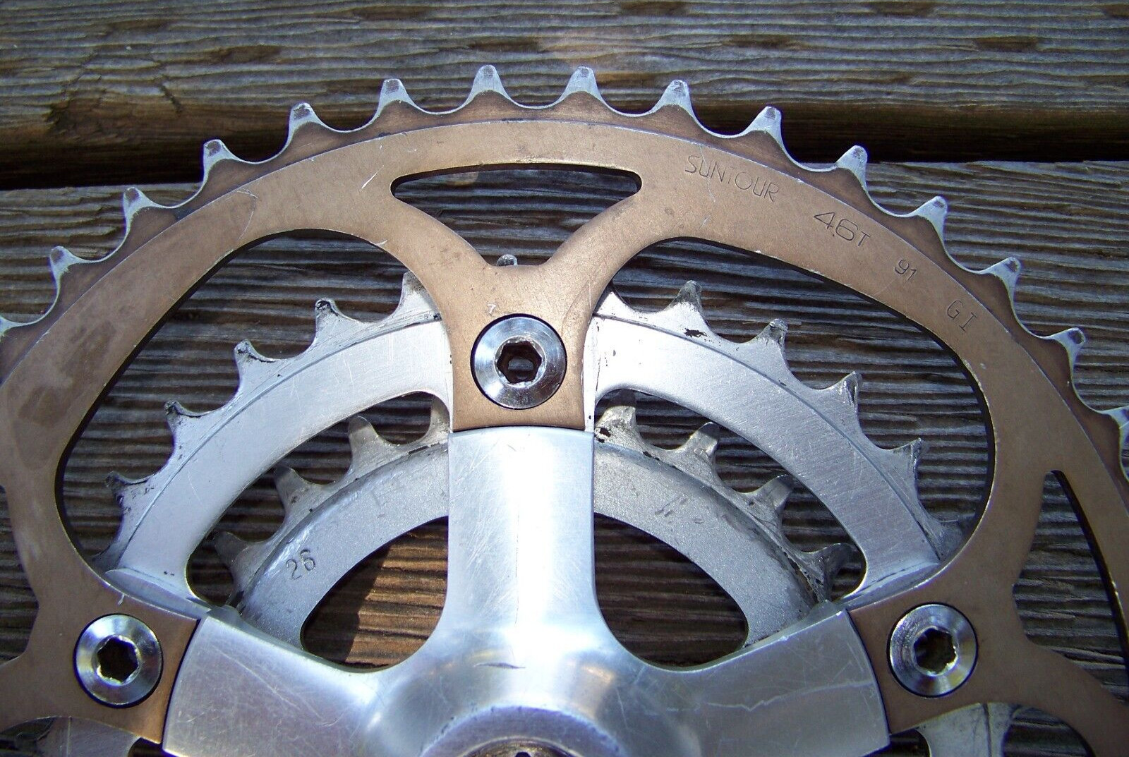 Vintage Shimano Deore XT Crankset-Gold Anodized