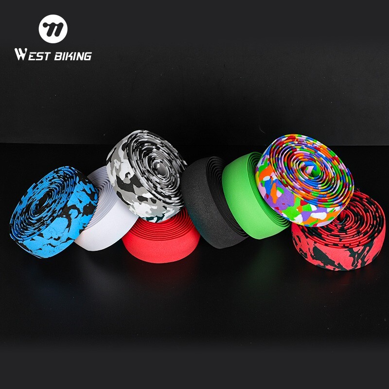West Biking Road Bike Bicycle Handlebar Tape PU EVA Handlebar Tape Black One Pair