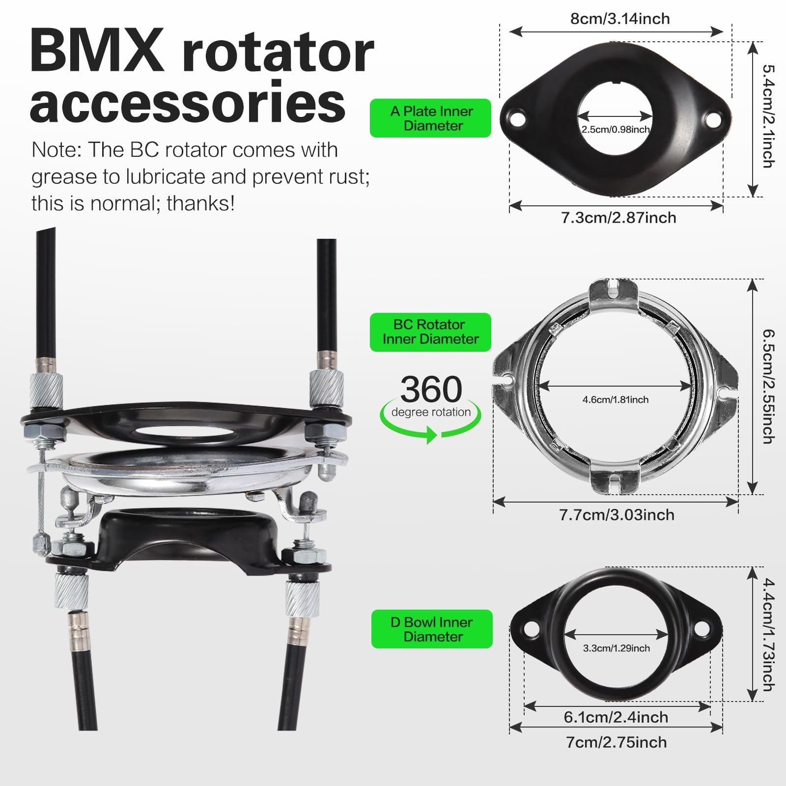 BMX Bike Gyro Brake Cables Front Rear Upper Lower Complete Detangler Wire