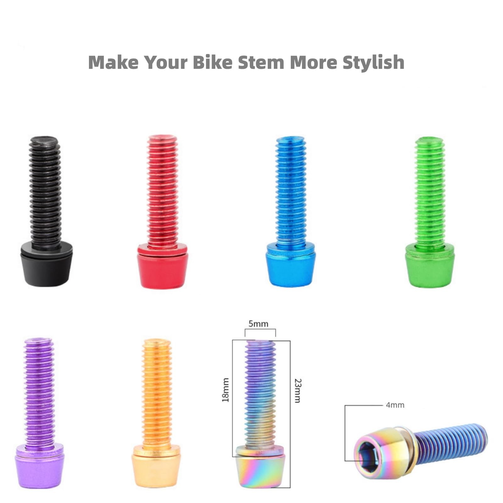 NELboNs Bike Stem Bolts, Red, 6PCS M5x18mm M5*18MM, Red