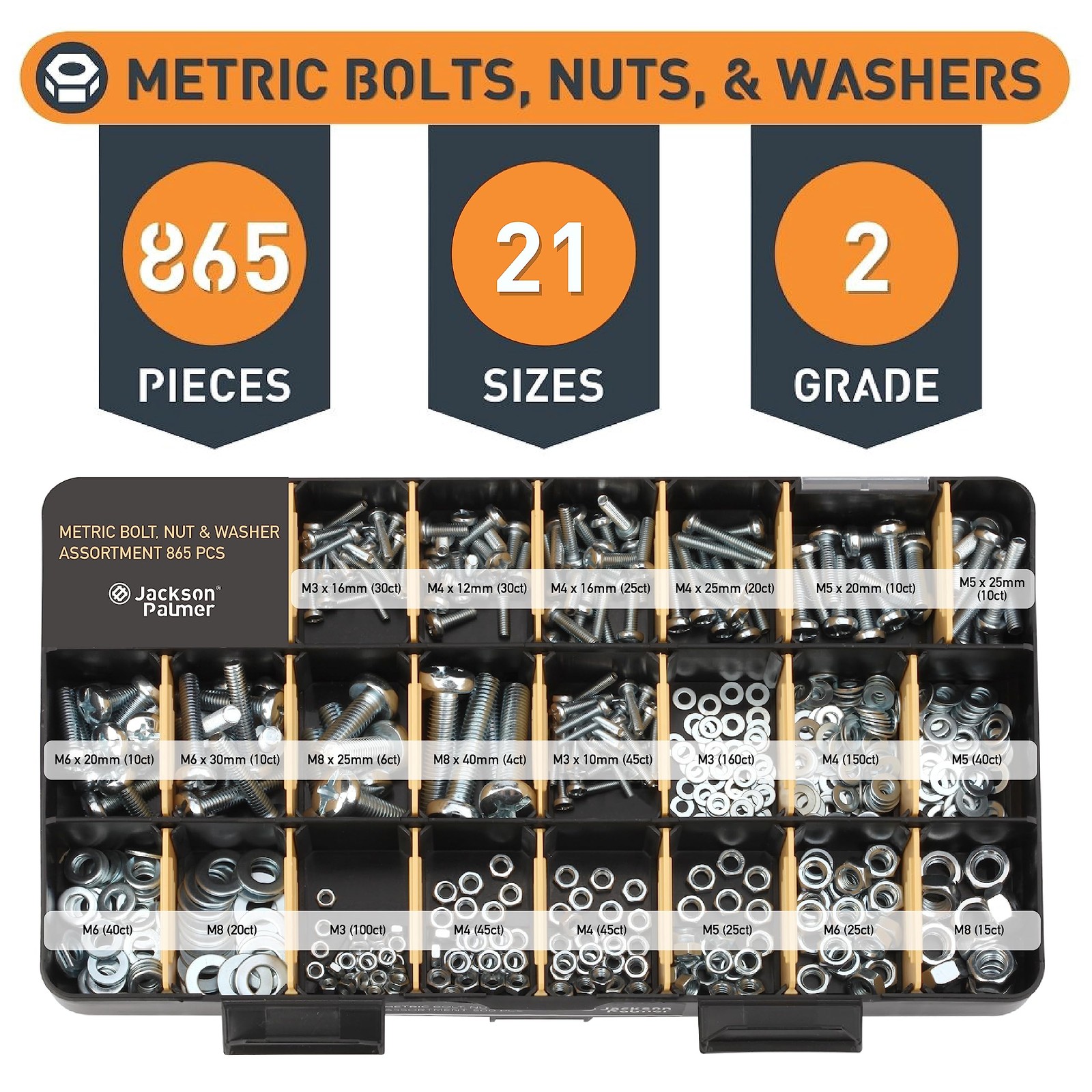 Jackson Palmer 2251-Piece Hardware Assortment Kit Screws Nuts Bolts Washers