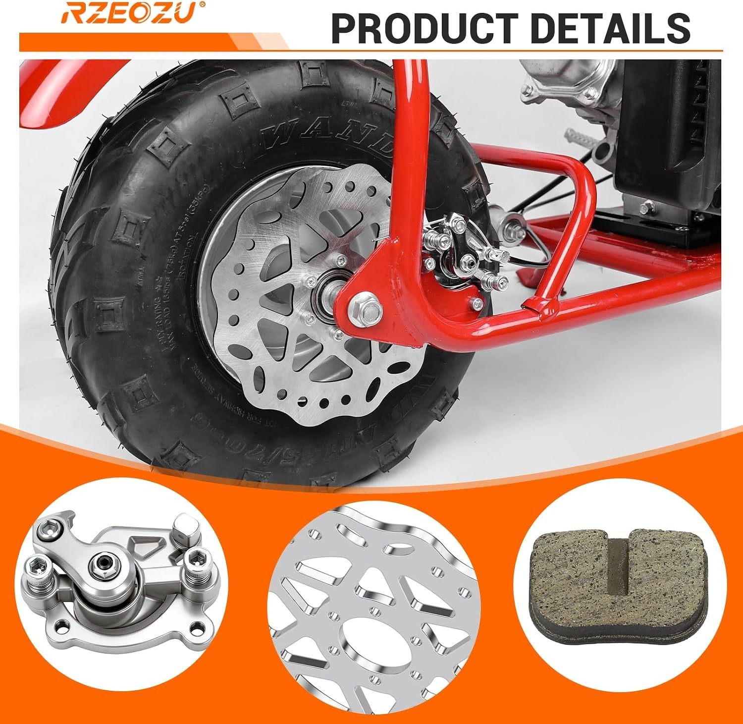 180mm Mini Bike Disc Brake Rotor Kit with Rear Brake Caliper Replacement for …