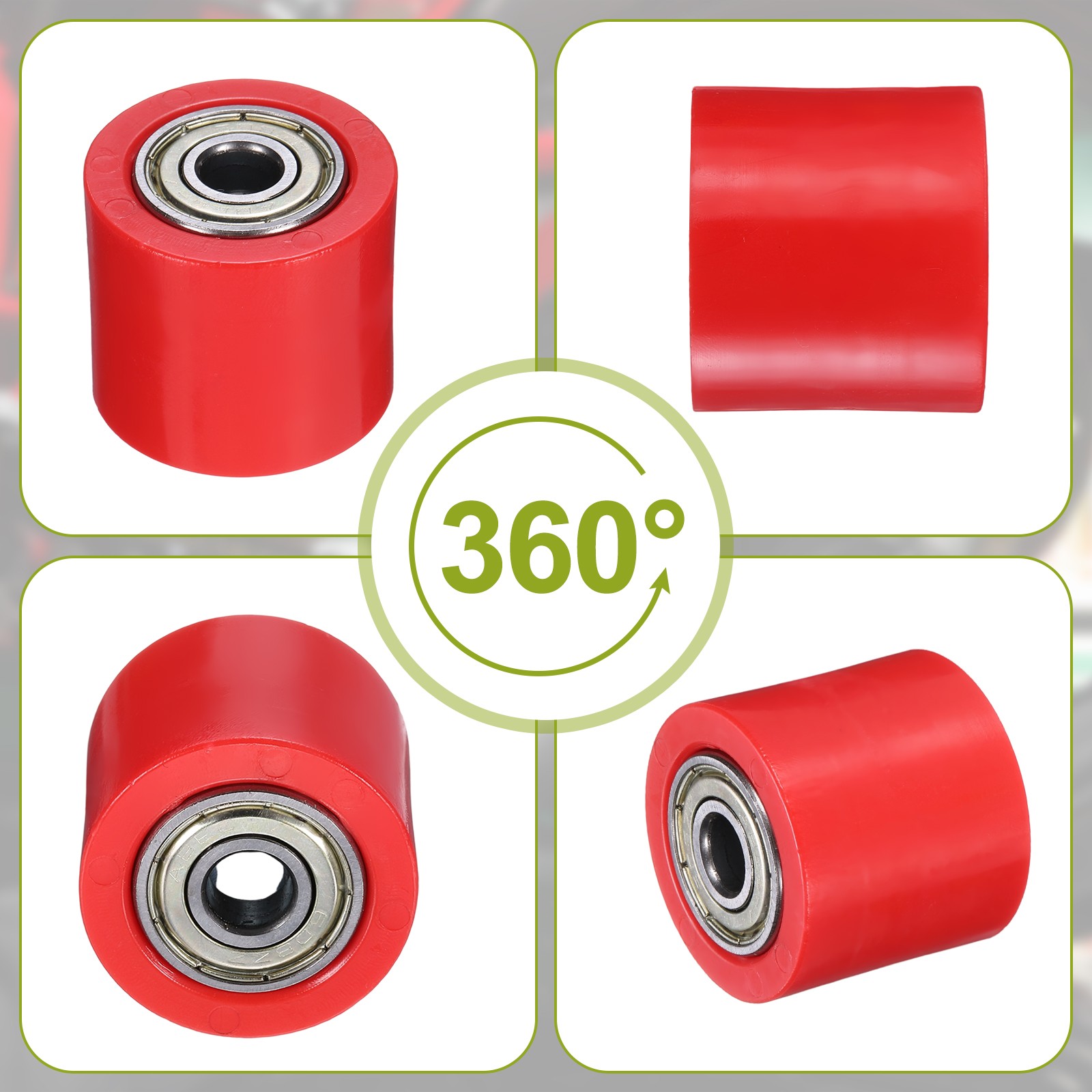 10mm Roller Pulley Tensioner Nylon Cylinder Guide Wheel Set Red