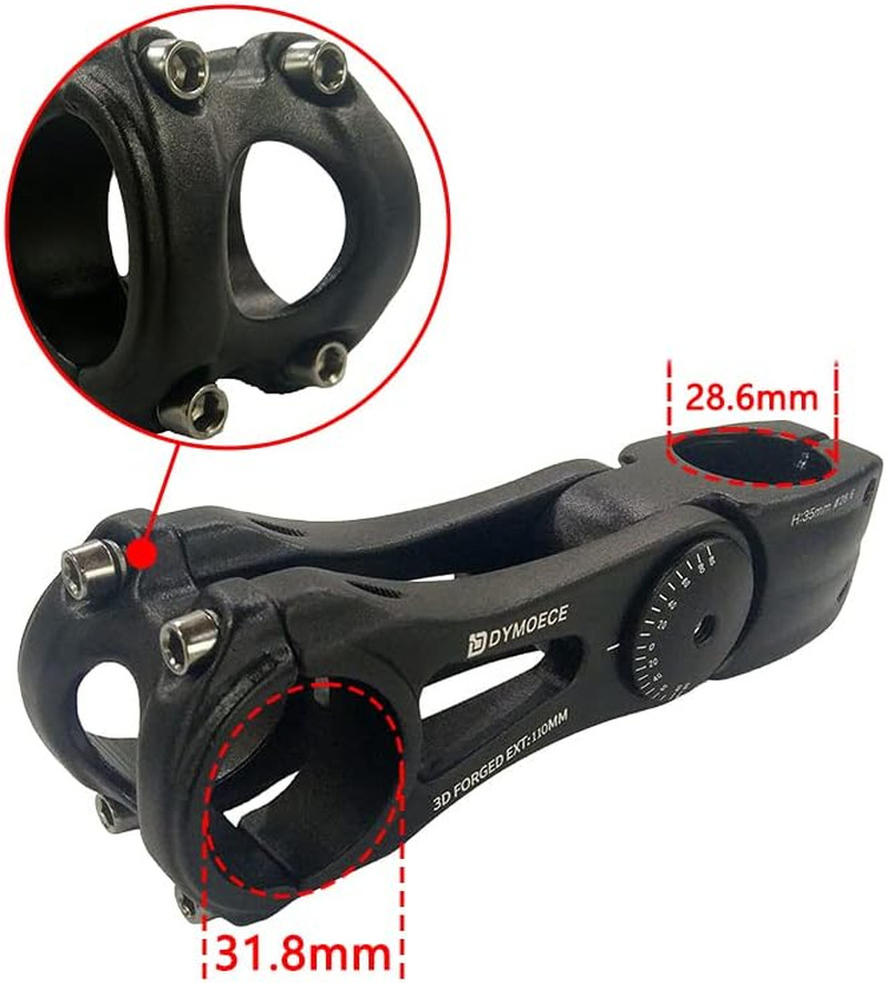 Bike Stem 0-70 Degree 31.8mm Bicycle Stem Extender Riser Adjustable for MTB Moun