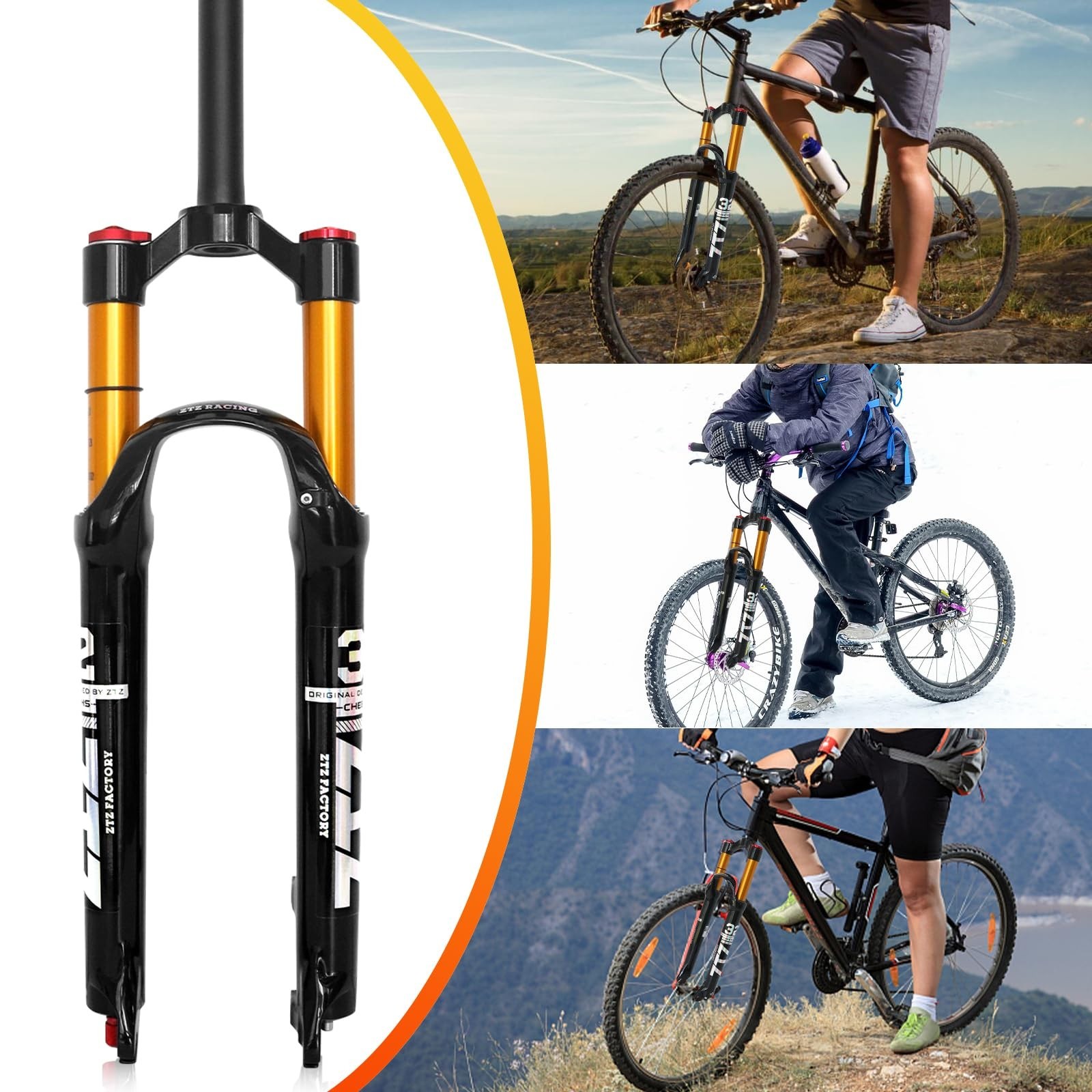 26/27.5/29 inch MTB Air Suspension Fork,120mm Travel, Rebound Adjustment,1 1/…