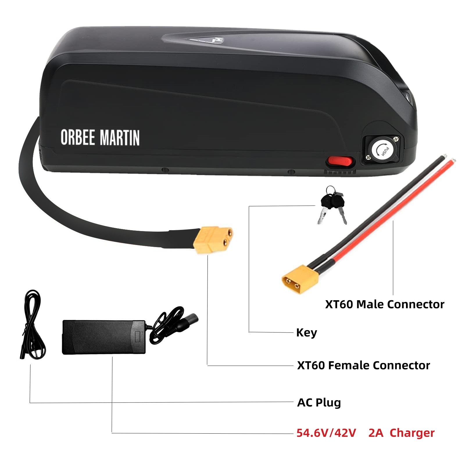 Hailong 5PIN 48V Lithium Ebike Battery 20Ah Electric Bike Battery 200W-1000W 30A