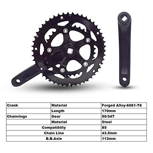 Bicycle Crankset 50/34T 52/42T 110BCD Square Taper for Road Treking Bike 170Mm