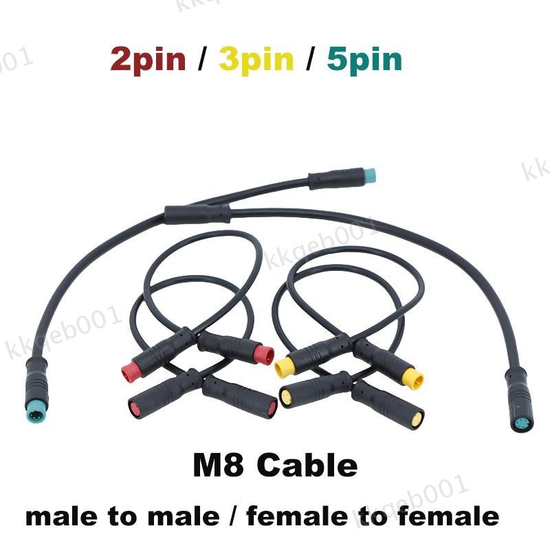M8 2/3/5pin male to male female Ebike Cable Electric Bicycle Waterproof 1m wire