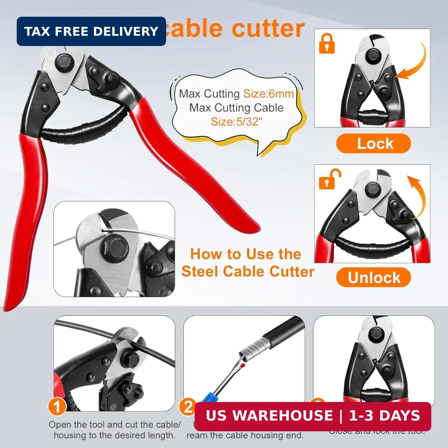 Bike Brake Cable Kit with Stainless Steel Bike Cable Cutter, Brake Cable and Bik