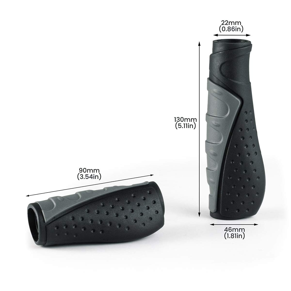 PRUNUS Bike Handlebar Grips, Rubber Ergonomic Antislip uaual, 90MM+130MM