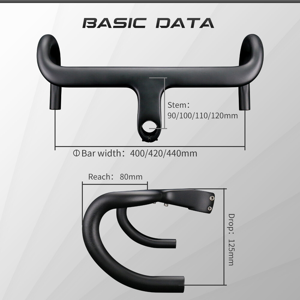 Road Bicycle Integrated Handlebar Stem OD2 31.8 28.6 Carbon Drop Handle Bar 400