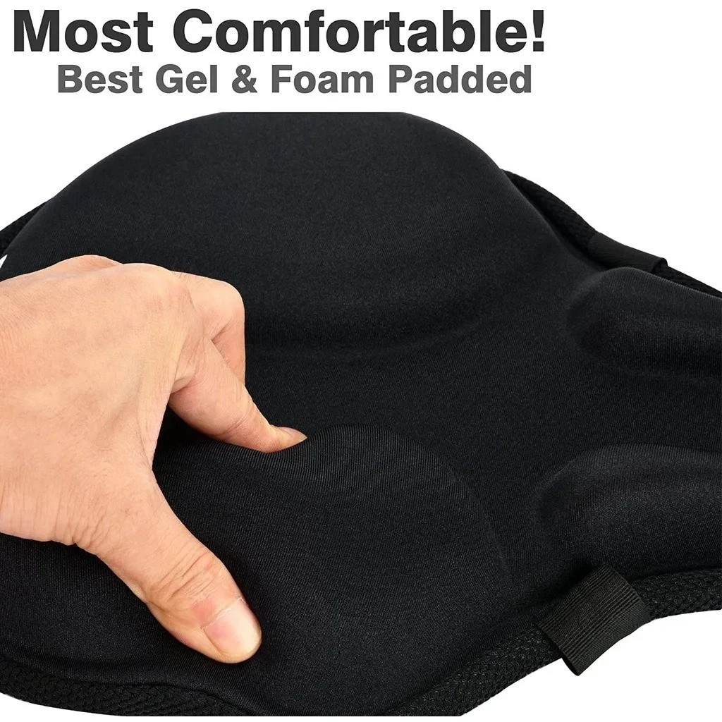 Comfort Bike Seat Cushion Soft Gel Extra Wide Big Bum Bicycle Saddle Pad Sporty