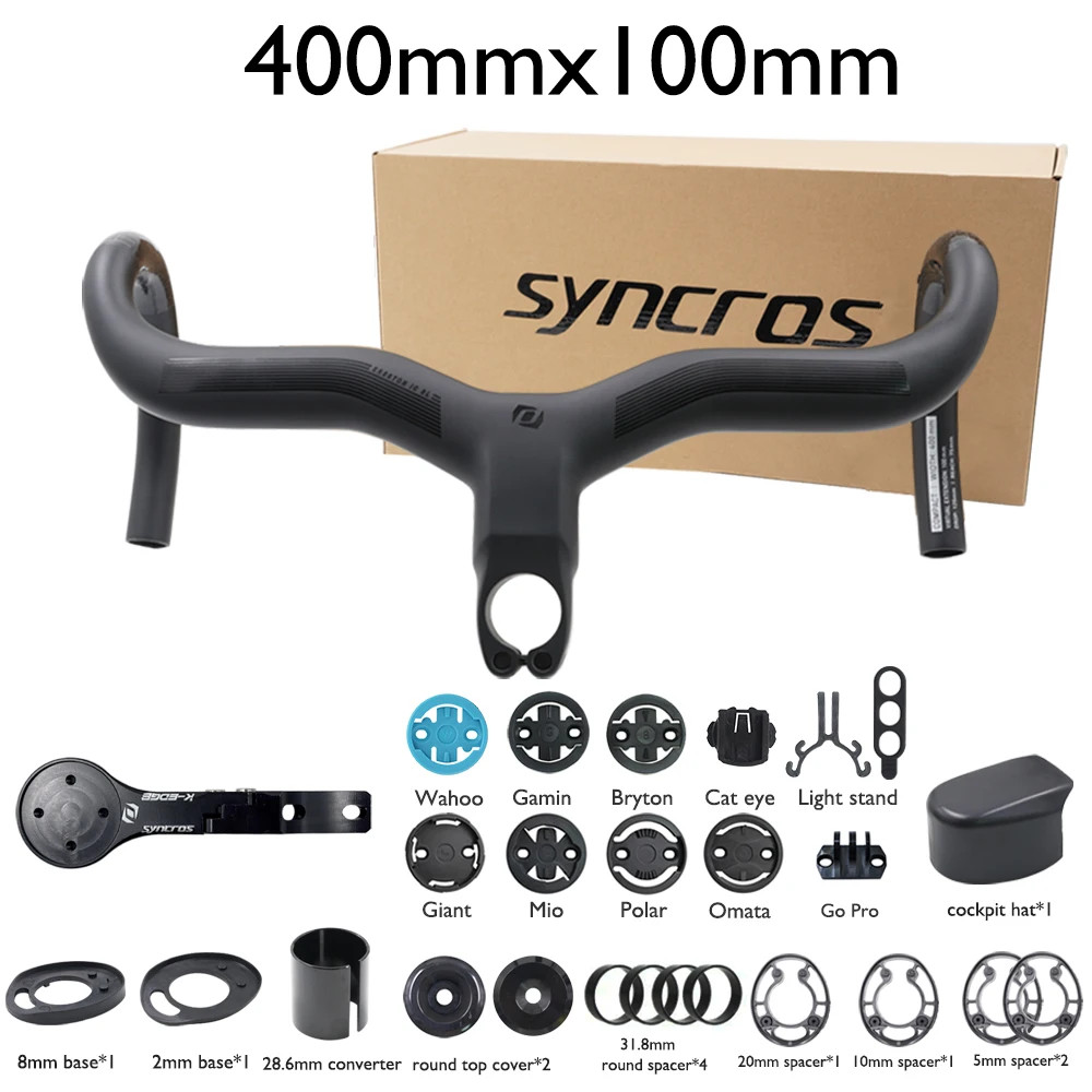 Syncros Carbon Handle Internal Routing Road Bike Integrated Drop Bar with Mount