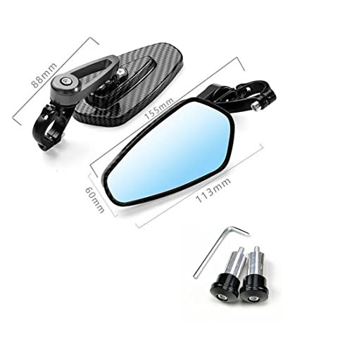 7/8» Carbon Fiber Motorcycle Side Mirror, 22mm Handlebar Fit, Inverted bar