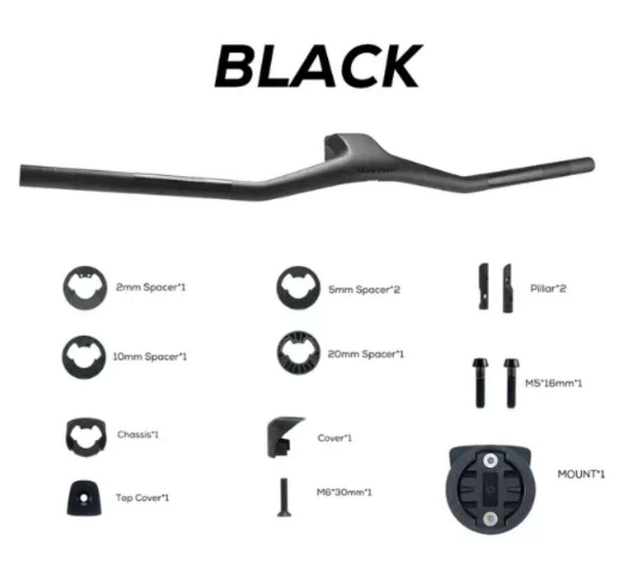-40° Degree 740mm Full Carbon Fiber Integrated Cockpit MTB Bicycle Handlebars