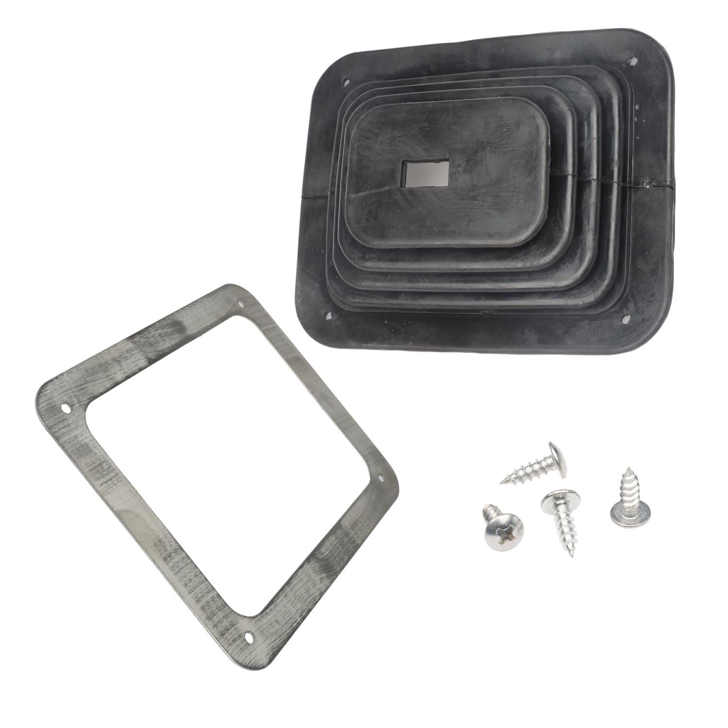 Rubber Shifter Boot with Chrome Plate & Hardware 5-5/8″ x 6-3/4″ for Shifters