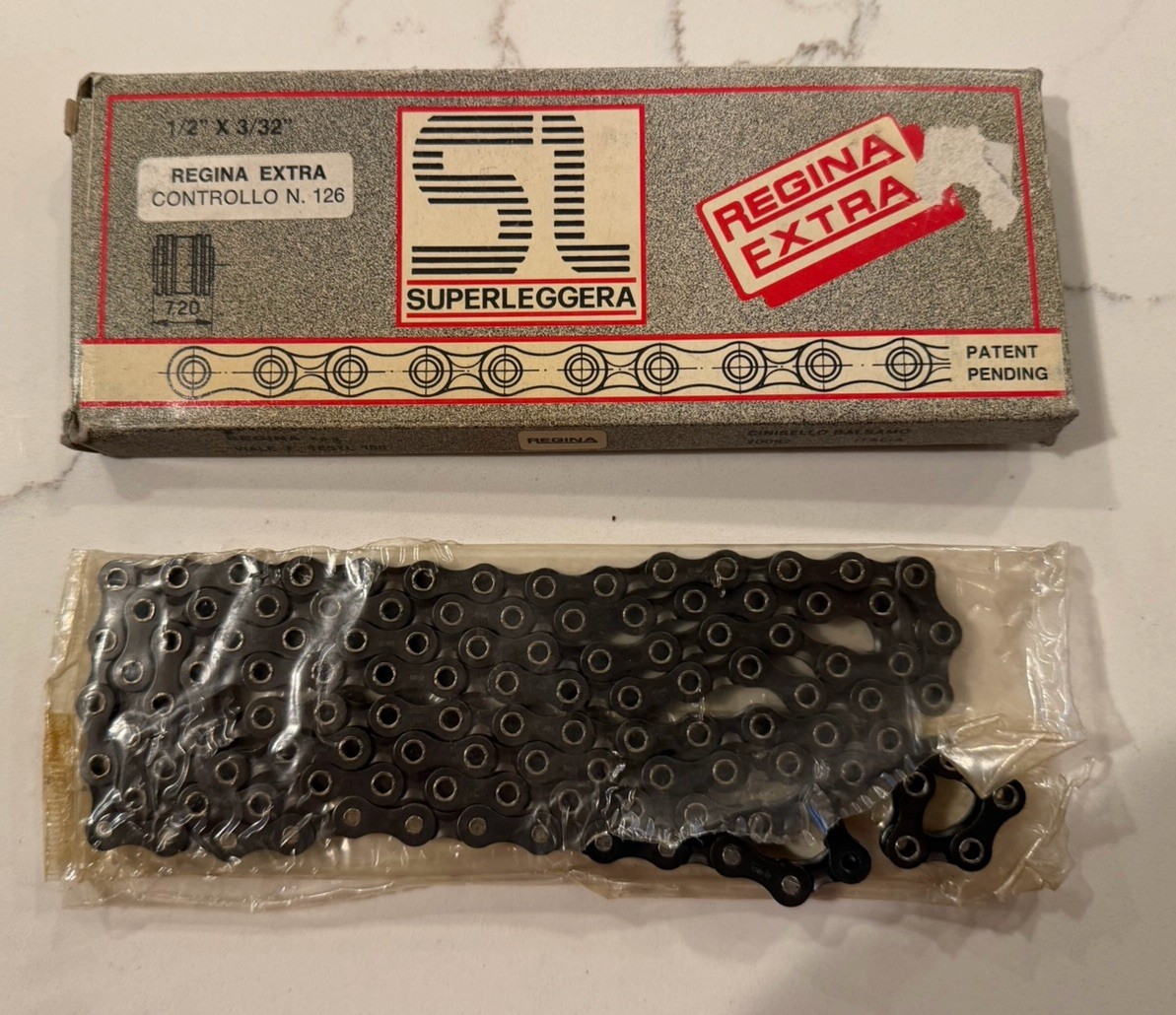 Vintage NOS & Box Regina Extra SL Superleggera 1/2 x 3/32”114 Link Bicycle Chain