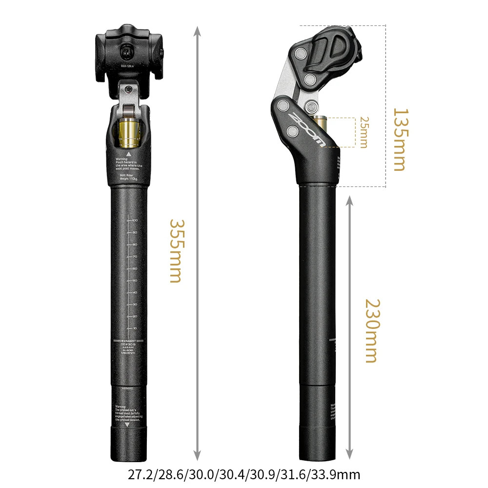 ZOOM MTB Suspension Seatpost 27.2/30.9/31.6mm Shock Absorber Bike Seat Post