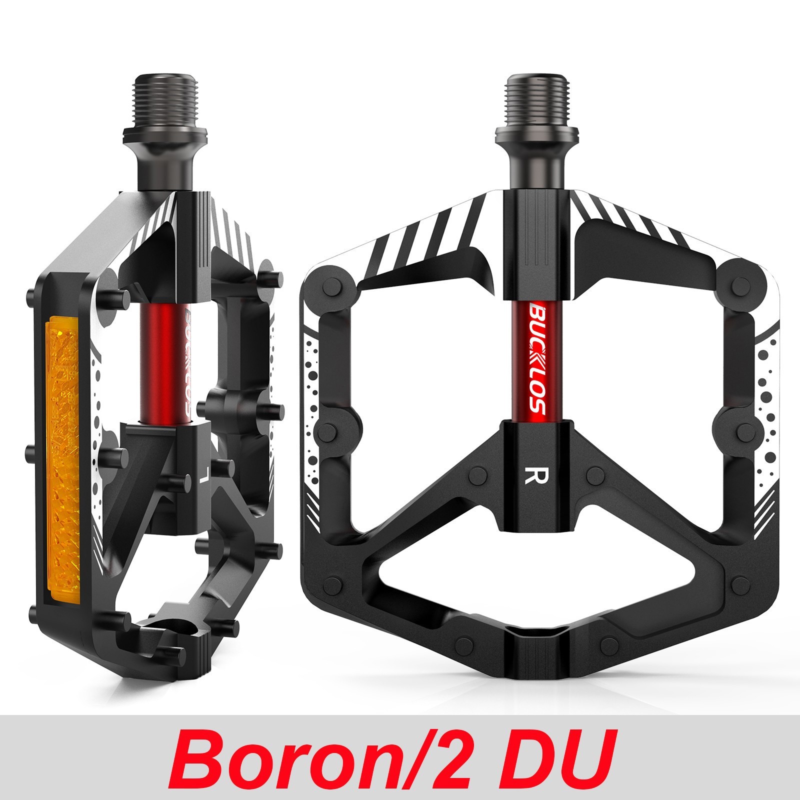 BUCKLOS Mountain Road Bike Pedals 9/16» Aluminum Alloy Bearing Reflective Pedal