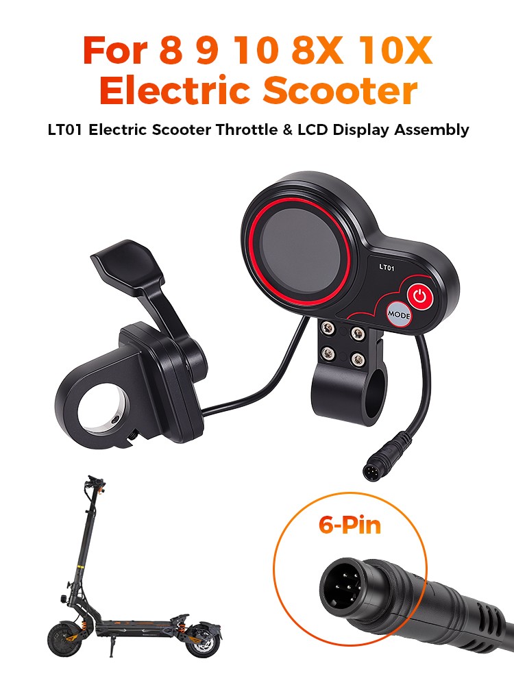 6pin LCD Meter Display Thumb Throttle NFC for ZERO 8 9 10 8X 10X E-Scooter Parts