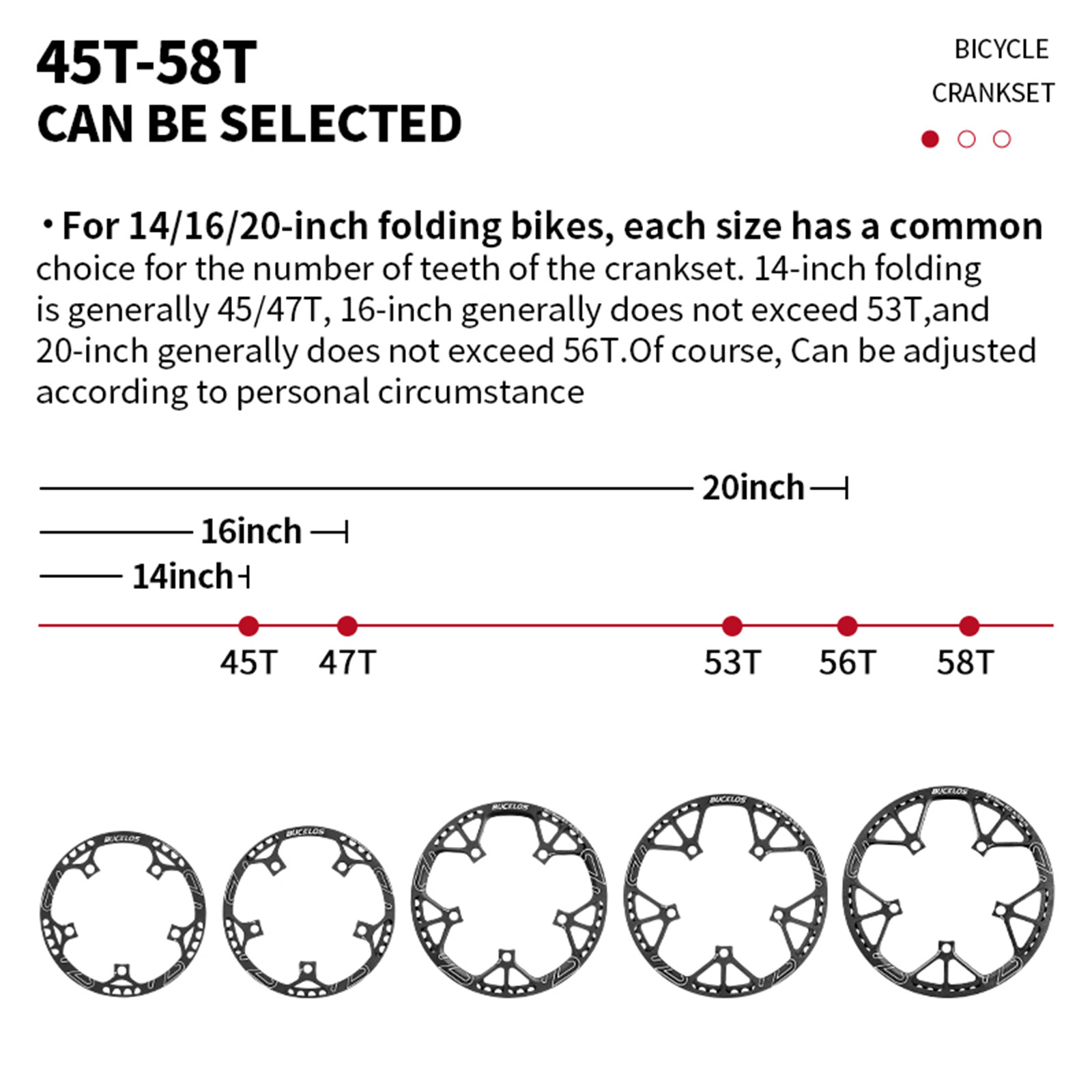 BUCKLOS 130BCD Folding Road Bike Chainring 45-58T Bicycle Chain Wheel Crankset