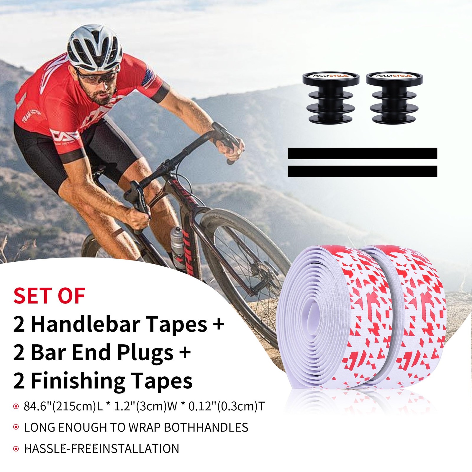 PollyCycle Handlebar Tape for Road Bike – 3mm Thick Shock-Absorbing Silicone …